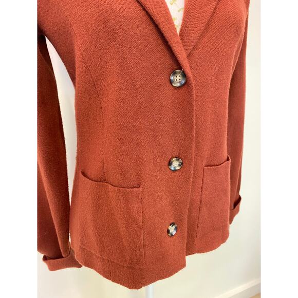 Adrienne Vitadini Brick Color Knitted Cardigan Preppy Waist Coat Pockets Small - Picture 3 of 6